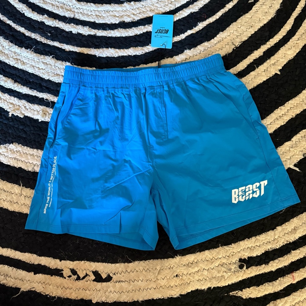 MrBeast Shredder Training Gym Athletic Shorts Electric Blue Medium Womens